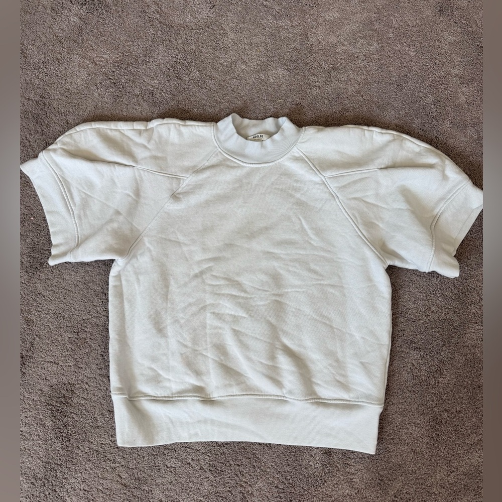 Agolde The Round Box Sweatshirt Small Gray Blue Short Sleeve Comfy Lounge